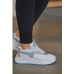 Solazer  Kadın Beyaz Mavi Ortopedik Taban Günlük Sneaker 086-1