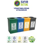 Özekim 4'lü Geri Dönüşüm Sıfır Atık Kutusu Seti 35*35*70 cm Kargo Dahil Renkli Plastik
