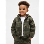 Gap Erkek Bebek Koyu Yeşil Sherpa-Lined Kamuflaj Kapüşonlu Denim Ceket