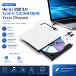 GreaTech Taşınabilir Harici USB 3.0 Tyce-C Cd/dvd Optik Yazıcı Okuyucu Ultra Ince Windows Mac Dizüstü