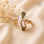 Lotus Atölye ve İyi Yaşam Merkezi 🤍 İnci Aura Yüzük – %100 Gerçek Doğal İnci - Bronz Yüzük