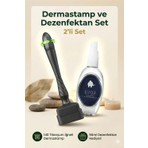 Elamour Siyah Dermastamp 140 Titanyum İğneli Ayarlanabilir Ölçülü Dezenfektan Hediyeli Cilt Bakım