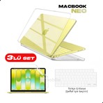 Z-Mobile Apple Macbook Neo 13 Inç A3404 Uyumlu Kapak Kılıf, Ekran ve Klavye Koruyucu 3'lü Set Şeffaf Parlak Premium Tam Koruma Koruyucu