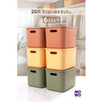 Mowo Home Bigbox 20 Lt 6'lı Mix Dolap Düzenleyici Kapaklı Saklama Kutusu Sepet Organizer Oyuncak Kutusu