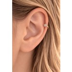 Sacce Scarves & Accessories Zirkon Taşlı Çiçek Helix Piercing Tragus Çiçekli Kıkırdak Lob Küpesi Tek Adet