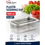 Kalbi Ticaret Plastik Saklama Kabı 1000 gr 25 Adet Kapaklı Plastik Sızdırmaz Kap Şeffaf Kullan At Kase