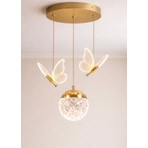 Burenze Jolin Avize Gold Sarı Power LED Sarkıt Salon Avize Gün Işığı Işık Kelebek ve Küre
