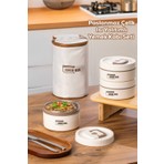 Porsima 3112 Isı Yalıtımlı Çanta 3 Parça Vakumlu Yemek Termosu Beslenme Kutusu Lunch Box Sefer Tası