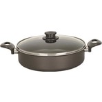 Mehtap Onyx 22 cm Çift Taraflı Teflon Karnıyarık Tencere Gri Cam Kapaklı Ergonomik Tasarım