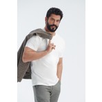 Altınyıldız Classics Erkek Beyaz %100 Pamuk Slim Fit Dar Kesim Bisiklet Yaka Tişört