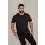 AC&Co / Altınyıldız Classics Erkek Siyah %100 Pamuk Slim Fit Dar Kesim Bisiklet Yaka Tişört