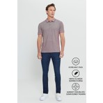 Altınyıldız Classics Erkek Çekmeyen Pamuklu Kumaş Slim Fit Dar Kesim Bordo Kıvrılmaz Polo Yaka T-shirt
