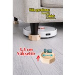 idekor Robot Süpürge İçin Doğal Ahşap Koltuk Baza Yükseltici 3,5 cm Yükseltir | Oyuklu Takoz (1 Adet) - Secenek: İç Çap 5cm, Yükseklik 3,5cm, Renk: Ahşap