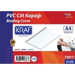 Kraf A4 160 Mic. 100'lü Şeffaf Cilt Kapağı 512 gr 210x297 mm Ölçülerinde