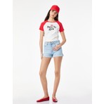 Koton Pamuklu Yüksek Bel Slim Fit Duble Paça Mini Denim Şort