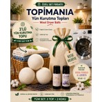 Topimania 3 Adet Xxl Doğal Yerli Üretim Çamaşır Yün Kurutma Topu 2 Adet 10 ml Esans - Kurutma Makinesi Için