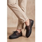 Liarca Royal Marine Siyah Kahve Premium Deri Erkek Loafer - El Işçiliği Özel Tasarım Klasik Gemi Ayakkabısı (Boat Shoe) Serisi