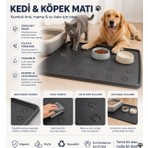 Black Gold Kedi Köpek Mama Matı Havuzlu Yıkanabilir Kaymaz Evcil Hayvan Beslenme Matı Kedi Kumu Paspası 40X60