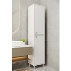 Aeka AE-2027 Lina 2 Kapaklı Çok Amaçlı Dolap 40X180 cm Raflı Dar Yüksek Boy Banyo Çok Bölmeli Depolama Dolabı