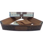 Helena Wood Art Ahşap Geyik Motifli Oval Okey Takımı 106 Parça Doğal Ahşap Malzeme ile