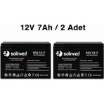 Solinved 12V 7AH Kuru Tip Akü (2 Adet)
