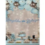 Best Parti Hoşgeldin Bebeğim Yazılı Mavi Kaligrafi Banner