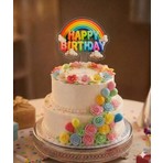 Best Parti Gökkuşağı Happy Bırthday Doğum Günü Pasta Üstü Pleksi Yazı