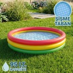 Blooma 3 Boğumlu Şişme Havuz 100X22 cm Dayanıklı PVC Malzeme ile Yumuşak Tabanlı Eğlence