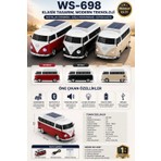 Azurtech WS-698 Retro Volkswagen Minibüs Bluetooth Hoparlör – Güneş Panelli LED Işıklı Taşınabilir Speaker
