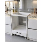 Asude Home Ankastre Dolabı, Ankastre Fırın Ocak Modülü, Ayarlanabilir Ayaklı, Mutfak Dolabı, Kapaklı, Beyaz, Ankastre Kabini