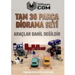3dpazarıcom 36 Parça 1/64 Ölçekli Diorama Aksesuar Seti 3D Baskı PLA