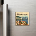 İberk Karadağ Montenegro - Posta Pulu Temalı Ülke - Baskılı Buzdolap Magneti Kare - 9x9 cm