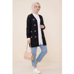 Moda Morfo Ajurlu Nakışlı Hırka -Siyah
