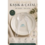 Merpak Ambalaj Lüks Kalın Plastik Kaşık 100'LÜ + Lüks Kalın Plastik Çatal 100'LÜ Paket