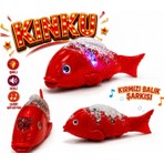 Kinku Kırmızı Balık Şarkılı Müzikli Işıklı Sesli Yürüyen Balık 23 cm Pilli Oyuncak Balık