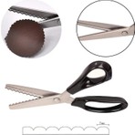 İğne İzi Dalgalı Kesim Sürfile Makası, Paslanmaz Çelik - Dekoratif Kenar Makası -Wavy Shears, Siyah Saplı