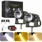 Astraled Motosiklet Scooter Mini Sis Farı Set Düğme / Anahtar Hediyeli Beyaz Sarı Mini Kasa 12V LED Işık