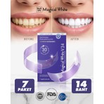 Magical White V34 Mor Diş Beyazlatma Bandı - Sarılık Karşıtı Renk Düzeltici Diş Beyazlatıcı Şerit Seti (7 Paket/14 Adet)