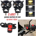 Astra Led Astraled Sarı-Beyaz 2 Adet Baykuş Sis Farı Motosiklet ve Off Road Araçlar İçin Aç Kapat Tuşlu