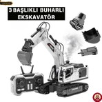 Giffy Oyuncak Uzaktan Kumandalı Şarjlı Buharlı Ekskavatör 3 Başlıklı LED Işıklı Sesli 360° Dönen Paletli Iş Makinesi