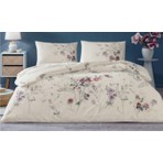 Taç Çift Kişilik Nevresim Takımı Kiara Ekru Çiçekli Desen 200 x 220 cm Pamuklu Kumaş