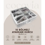 Cocovia 10 Bölmeli Şeffaf Kapaklı Ayakkabı Saklama Çantası Ayakkabı Hurcu