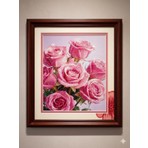 Liva Craft Elmas Mozaik Tablo, 50X40CM Pembe Güller Boncuk Yapıştırma Kiti