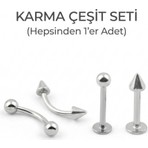 Lorivelle 4'lü Kararmaz Cerrahi Çelik Karma Piercing Seti Tragus Helix Kaş Göbek Dudak Rook Kıkırdak Küpesi