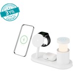 ttec AirCharger Lumin Pro 2 Qi2.2/MagSafe Özellikli 25W iPhone/Android 4ü 1 Arada iPhone + Apple Watch + AirPodsLED Aydınlatmalı Kablosuz Hızlı Şarj Standı Beyaz 2KS46B