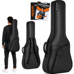 Fourtune Luca Siyah Akustik Gitar Kılıfı Kalın Taşıma Çantası (Eğitim Metodu Hediye)