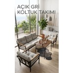Sofmina Açıkgri Metal Bahçe Balkon Oturma Grubu Loft Tarzı 3-1-1 Koltuk ve Masa Seti Dayanıklı Yapı