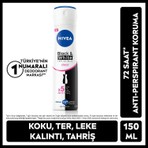 Nivea Kadın Sprey Deodorant Black&White Invisible Clear 150ml, 72 Saat Anti-perspirant Ter Koruması, Alkolsüz, Leke Bırakmaz
