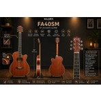 Valares FA40MG Profesyonel Seri Köşe Korumalı Sap Ayarlı 40" Akustik Gitar Mat Maun