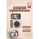 Torima Mini Dijital Kamera 2K Flip Ekranlı Selfie Video Vlog Kamerası CMR46 Kahverengi